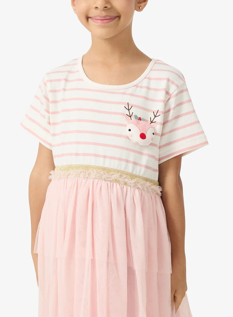 Pinata  Pink Stripe Tulle Dress for Women | Best Price UAE